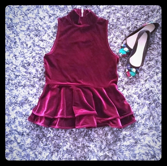 Torn by Ronny Kobo Tops - Nwot peplum velvet Torn by Ronny Kobo